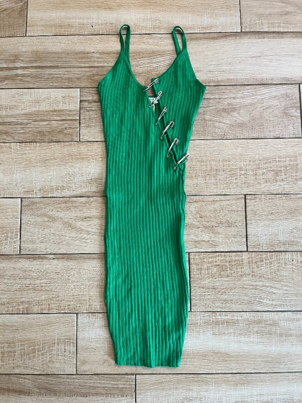 Womens NWT Immodel Green Ribbed Mini Dress - M